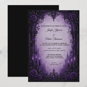 Lila gotische Halloween-Hochzeitseinladung Einladung