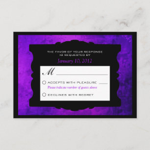 Lila gotische Hochzeit RSVP Personalisiert Karte