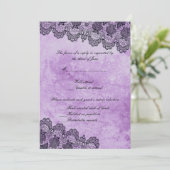 Lila gotische Hochzeitsreaktion Einladung (Stehend Vorderseite)