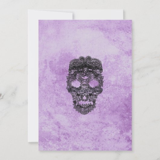 Lila gotische Hochzeitsreaktion Einladung (Rückseite)