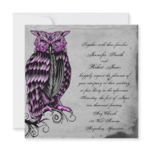 Lila gotische Owl Posh Einladung