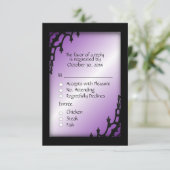 Lila Gotische UAWG mit Menüauswahl RSVP Karte (Stehend Vorderseite)