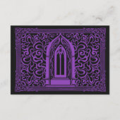 Lila gotische Vampir-Kathedrale Hochzeit RSVP Begleitkarte (Rückseite)
