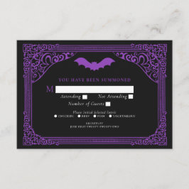 Lila gotische Vampir-Kathedrale Hochzeit RSVP Begleitkarte