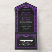 Lila gotische Vampirkathedrale Hochzeit All In One Einladung (Innen Boden)