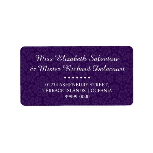 Lila gotische Viktorianische Hochzeitsadressen Adressaufkleber (Vorne)