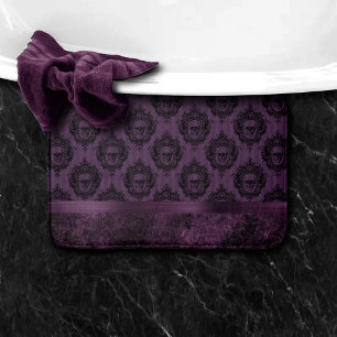 Lila gotischer Chic Eggplant und Schwarze Schäde Badematte