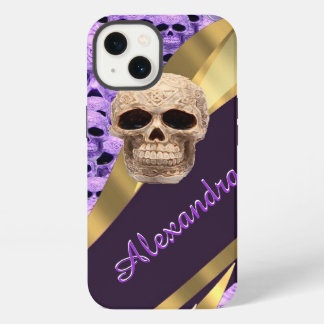 Lila gotischer Schädel personalisiert iPhone 13 Hülle