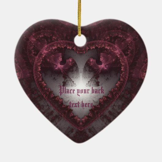 Lila gotisches Herz 001 Keramikornament (Hinten)