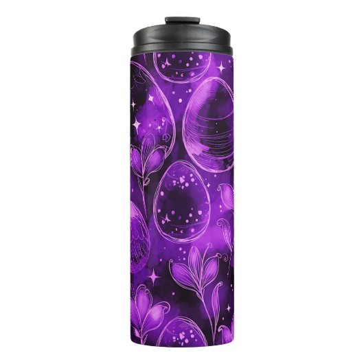 Lila-gotisches Ostermuster Thermosbecher (Vorderseite)