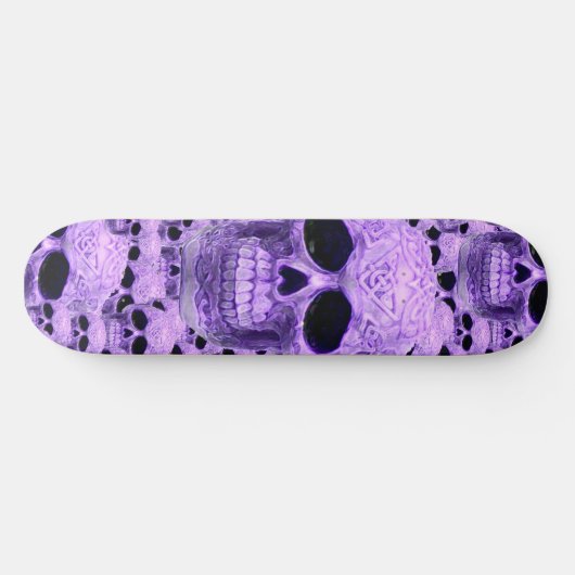 Lila gotisches Schädelmuster Skateboard (Horizontal)