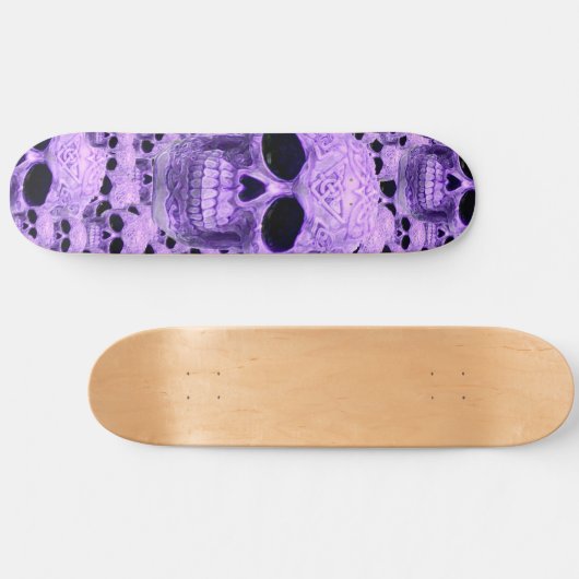 Lila gotisches Schädelmuster Skateboard (Horizontal)