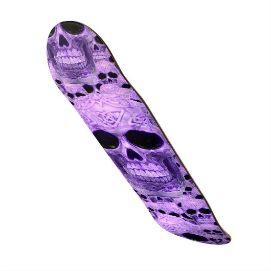 Lila gotisches Schädelmuster Skateboard (Vorderseite)