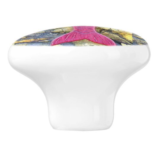 lila Göttinmeerjungfrau Keramikknauf (Seitenansicht)