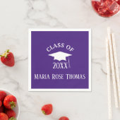 Lila Grad Cap & Blätter Paper Napkins Serviette (Beispiel)