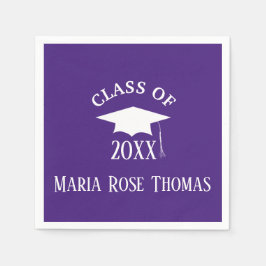 Lila Grad Cap & Blätter Paper Napkins Serviette