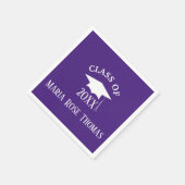 Lila Grad Cap & Blätter Paper Napkins Serviette (Ecke)