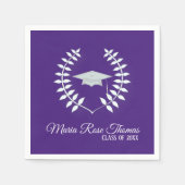 Lila Grad Cap & Blätter Paper Napkins Serviette (Vorderseite)