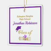 Lila Grad Cap und Diploma Keramik Keramikornament (Links)