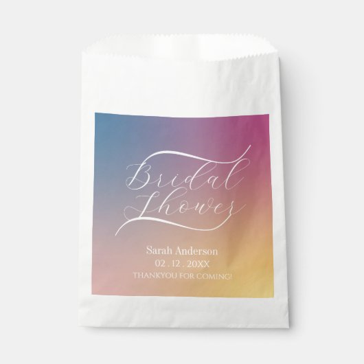 Lila Gradient Classy Handwriting-Brautparty Geschenktütchen (Vorderseite)
