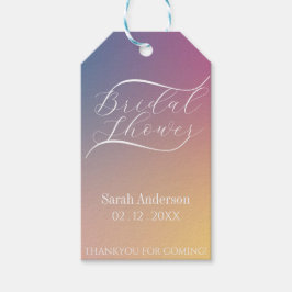 Lila Gradient Classy Modernes Script Brautparty Geschenkanhänger