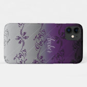 Lila Gradient Leaf Muster Personalisiert Case-Mate iPhone Hülle (Rückseite (Horizontal))