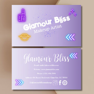 Lila Gradient Neon Contemporary Makup Artist Visitenkarte