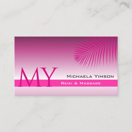 Lila Gradient Palmblättern Einfach Visitenkarte (Vorderseite)