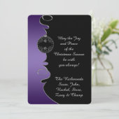 Lila Gradient Silver Verzierte Wirbel Weihnachten (Stehend Vorderseite)