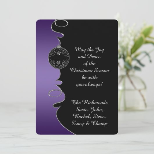 Lila Gradient Silver Verzierte Wirbel Weihnachten (Stehend Vorderseite)