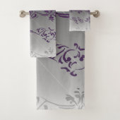 Lila Gradient Strip Blumenmuster Badhandtuch Set (Insitu)