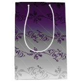 Lila Gradient Strip Blumenmuster Mittlere Geschenktüte (Vorderseite)