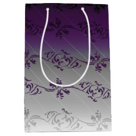 Lila Gradient Strip Blumenmuster Mittlere Geschenktüte
