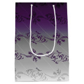 Lila Gradient Strip Blumenmuster Mittlere Geschenktüte (Rückseite)