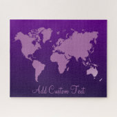Lila Gradient World Map Earth Travel Add Text Puzzle (Horizontal)