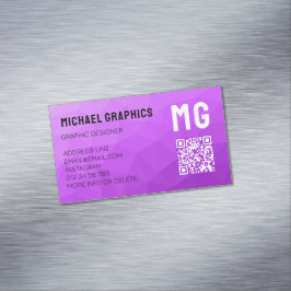 Lila Gradientengeometrie-Maschenmuster QR-Code Magnetische Visitenkarte