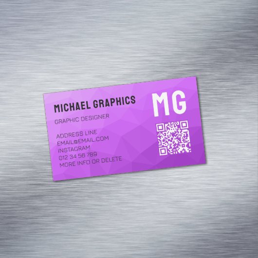 Lila Gradientengeometrie-Maschenmuster QR-Code Magnetische Visitenkarte (Beispiel)