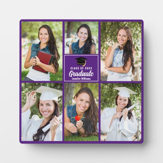 Lila Graduate Collage Square Abschluss 6 Foto Fotoplatte (Vorderseite)