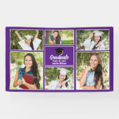 Lila Graduate Foto Collage Graduation Party Banner (Horizontal)