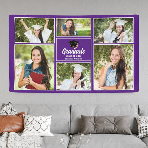 Lila Graduate Foto Collage Graduation Party Banner