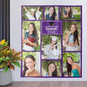 Lila Graduate Foto Collage Graduation Party Wandteppich