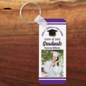 Lila Graduate Foto Personalisiert 2023 Abschluss Schlüsselanhänger (Vorderseite)