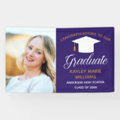 Lila Graduate Senior Foto Graduation Party Banner (Horizontal)