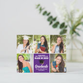 Lila Graduiertenfoto Collage Moderner Abschluss Postkarte (Stehend Vorderseite)