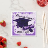 Lila Graduierung Cap & Diploma Napkins Serviette (Beispiel)