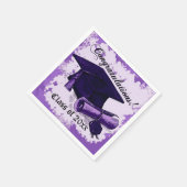 Lila Graduierung Cap & Diploma Napkins Serviette (Ecke)