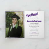 Lila Graduierungs-Cap Cowboy-Boot-Arrangement Einladung (Innenseite)