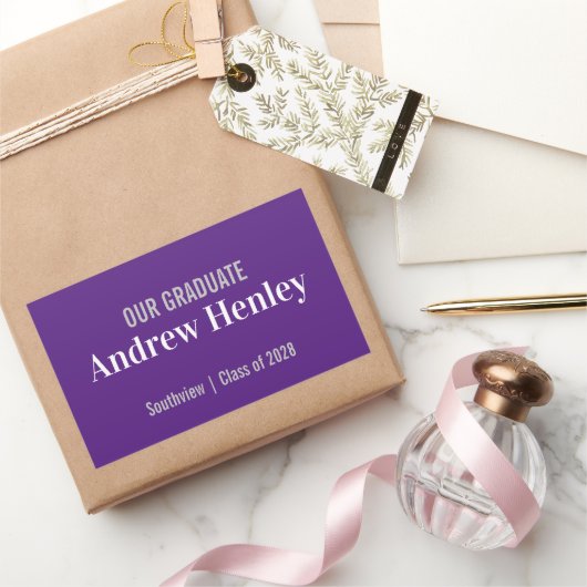 Lila Graduierungspartei für einfachen Text Rechteckiger Aufkleber (Schenken)