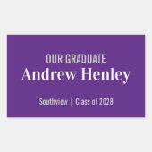 Lila Graduierungspartei für einfachen Text Rechteckiger Aufkleber (Vorderseite)