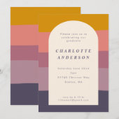 Lila Graduierungspartei für erdfarbene Blockformen Einladung (Vorne/Hinten)